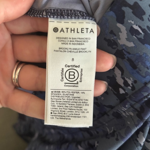 Athleta | Women's Brooklyn Ankle Pants Size 8 Patterned Blue Work Commute Travel - Picture 7 of 7